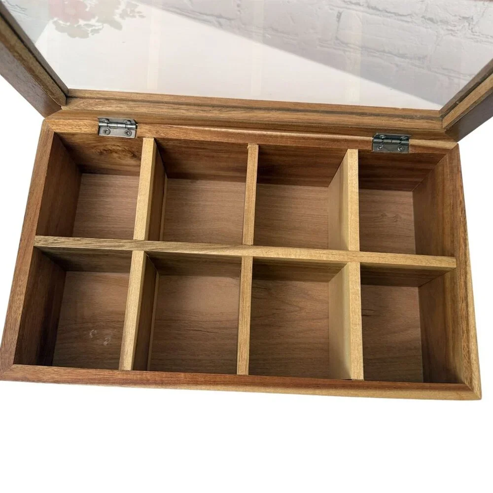 THE PIONEER WOMAN Wooden Tea Box Organizer Country Vintage Floral 8 Compartments - Picture 14 of 16